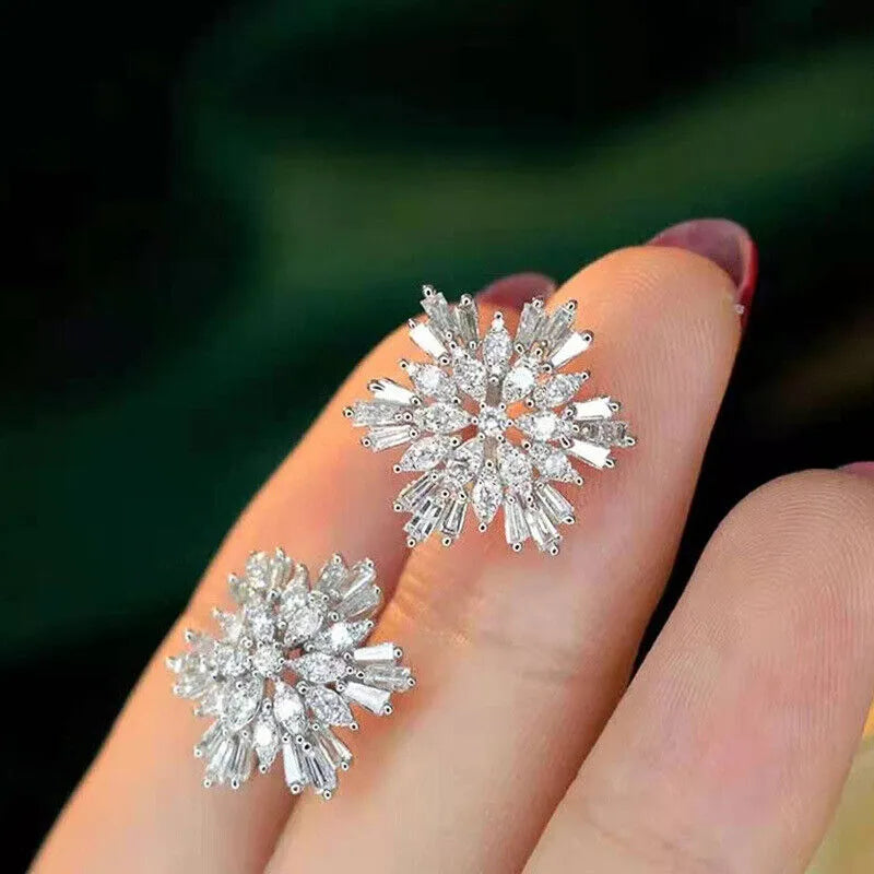 Wholesale 925 Silver Needle Christmas Tree Snowflake Earrings Dangle Women Jewelry Xmas Earring