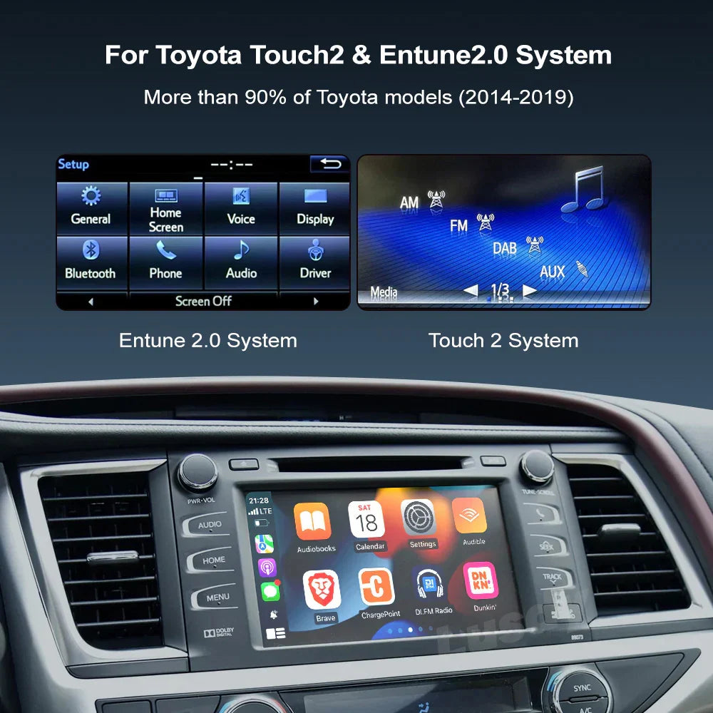 Wireless Apple Carplay Module for Toyota Touch2 Entune2.0 Corolla Yaris RAV4 Camry Tundra Alphard Sequoia Android Auto Interface