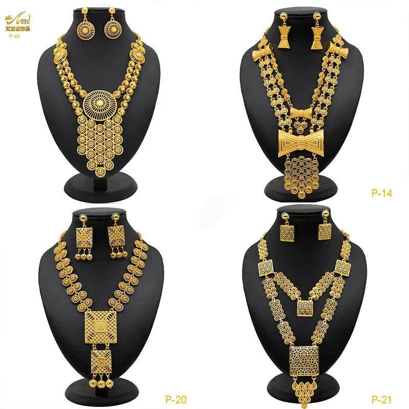 ANIID African 24K Gold Plated Jewelry Sets For Women 2PCS Set