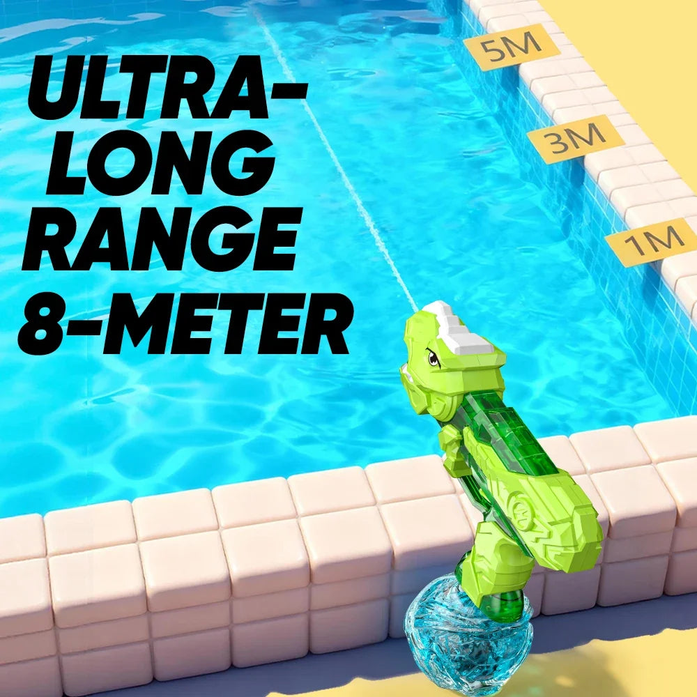 Electric Dinosaur Water Gun With LED Light Up Continuous Shooting Up to 8M Range Summer Pool Beach Toy for Kids Boys Girls