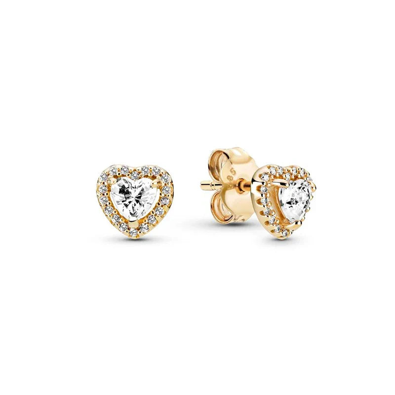 New 24K Gold Plated Pavé Heart Hoop Earring Huggie Hoop Earring 925 Silver Charm Hoop Earring Fine Jewelry Women DIY
