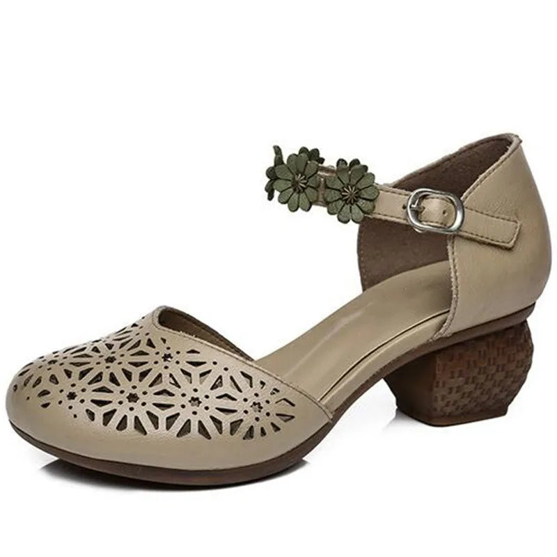2023 Best-selling New Elegant Fashion Sandals Summer Women Sandals Flowers Cow Leather Sandals Wedges Wedding Shoes Women Shoes