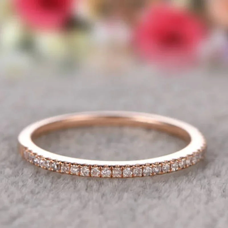 Milangirl Women's Jewelry Micro Pave Cz Zircon Crystal Wedding Band Eternity Stacking Ring Fashion  Anniversary Band