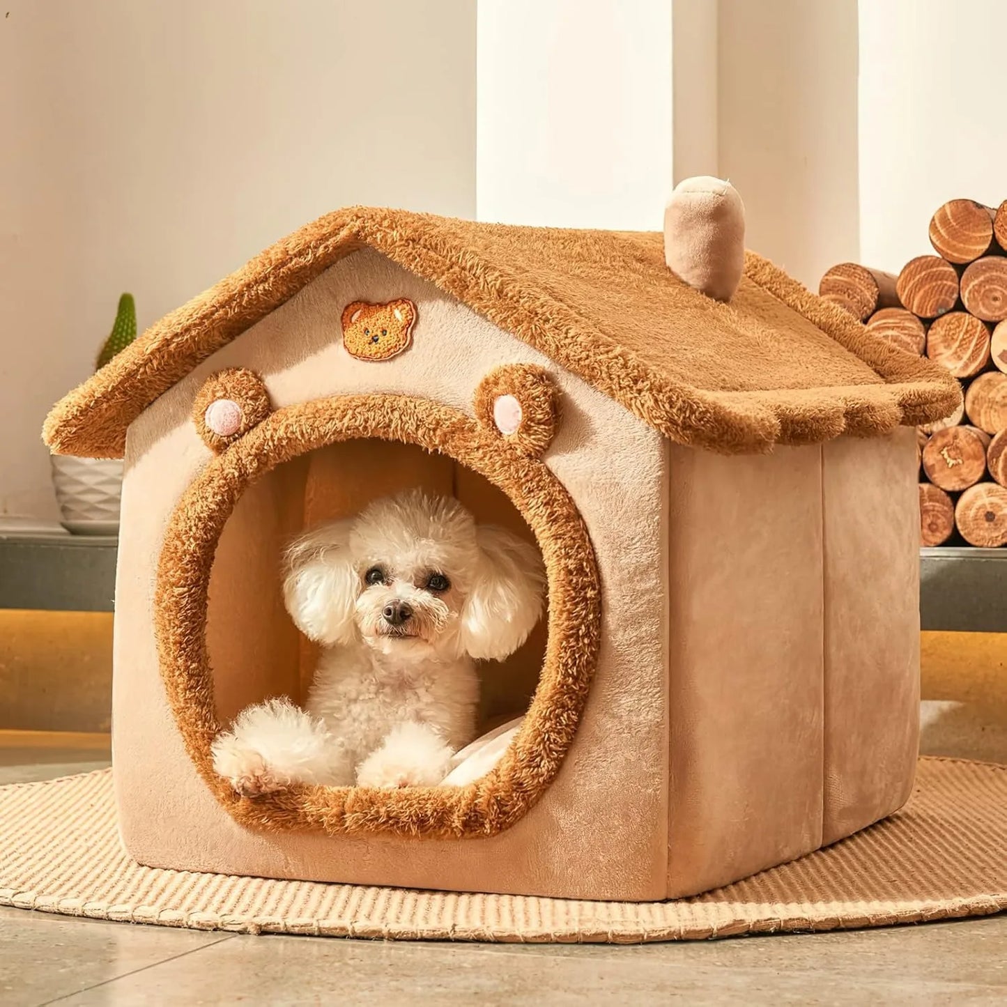 Pet Bed for Cats and Dogs - Cozy Indoor Pet Shelter with Soft Cushion, Stylish Design, Durable and Easy to Clean