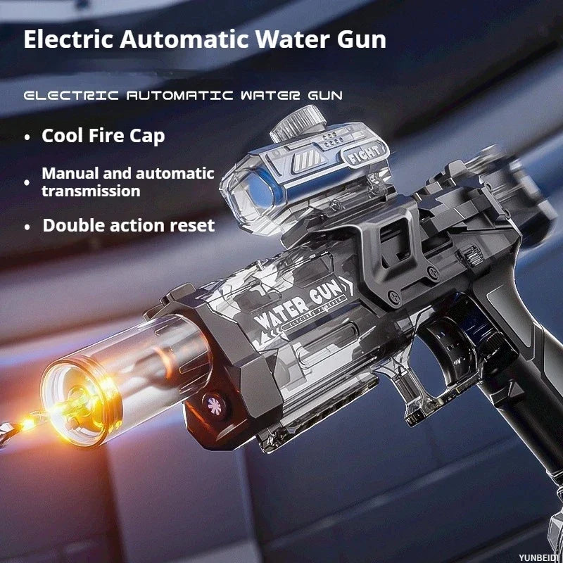 Electric Water Gun with Flashing Function Continuous Spray Water Gun Summer Outdoor Game Water Gun Children's and Adult Toy Gift