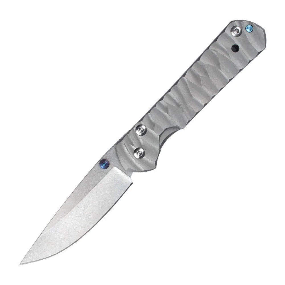 New Style Outdoor Pocket Folding Knife Damascus Steel Blade Titanium Alloy Handle Portable Knives Peeling Tool Jungle Knives