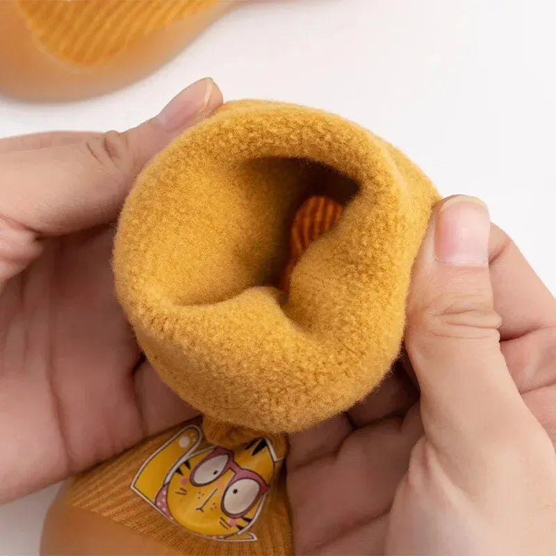 Autumn and Winter Toddler Shoes and Sock Baby Thickened Velvet Warm High Tube Boys and Girls Soft Bottom Indoor Children's Socks