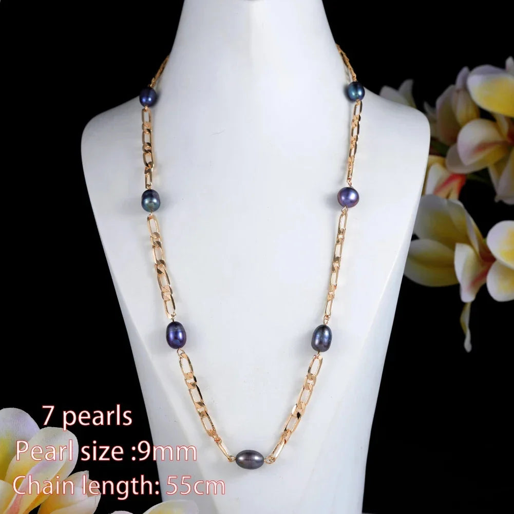Imitation Tahitian Baroque Women's Jewelry Sets Chain Necklace with Pearls Freshwater Pearl Bracelets Neckalces Set for Women