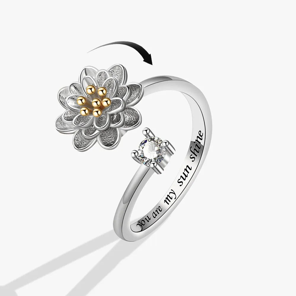 Vintage Dandelion Anxiety Ring Fidget Spinner Rings for Women Stackable Finger Ring Anti Stress Engagement Jewelry Rotate Gifts