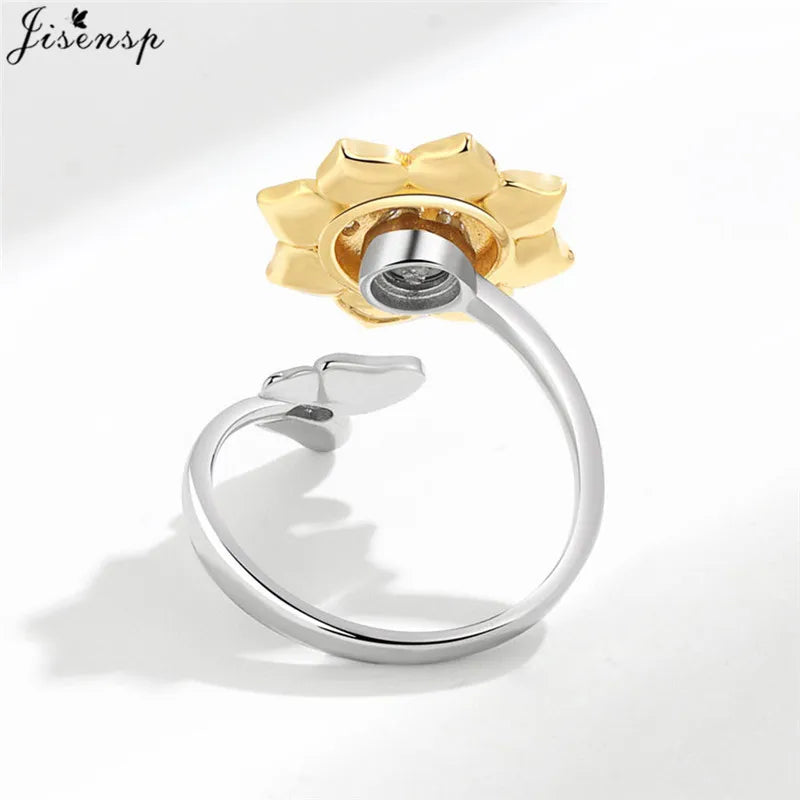 Luxury Fashion Fidget Spinner Ring Anxiety for Women Multiple Crystal Planet Butterfly Finger Rings Anti Stress Wedding Jewerly