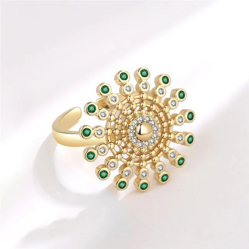 2023 Fashion Beads Anxiety Ring Fidget Spinner Rings Crystal Butterfly Flower Star Moon Ring Anti Stress Jewelry Gift