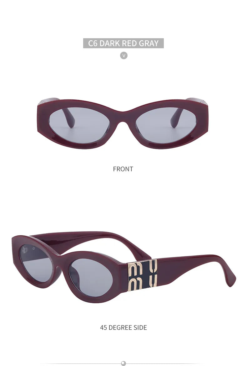 Vintage Oval Women's Sunglasses Luxury Designer Brand Men's Small Frame Cat Eyes Sunglasses gafas de sol UV400