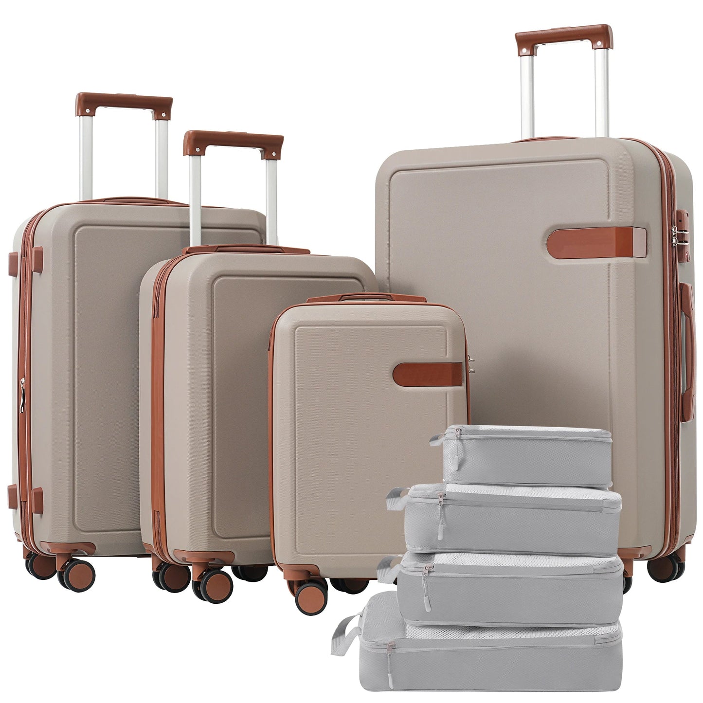 4 Piece Luggage Set with Compression Packing Cubes for Suitcase Expanable Spinner Wheels Lightweight Suitcase with TSA Lock