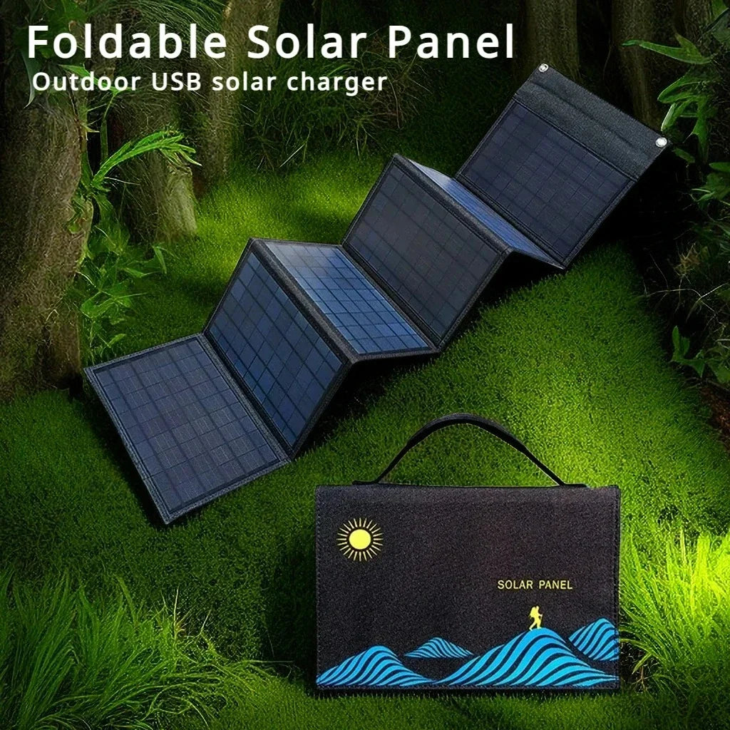 2024 New Portable Solar Panel Folding Bag USB+DC Output Solar Charger Outdoor Power Supply Mobile Phone Generator