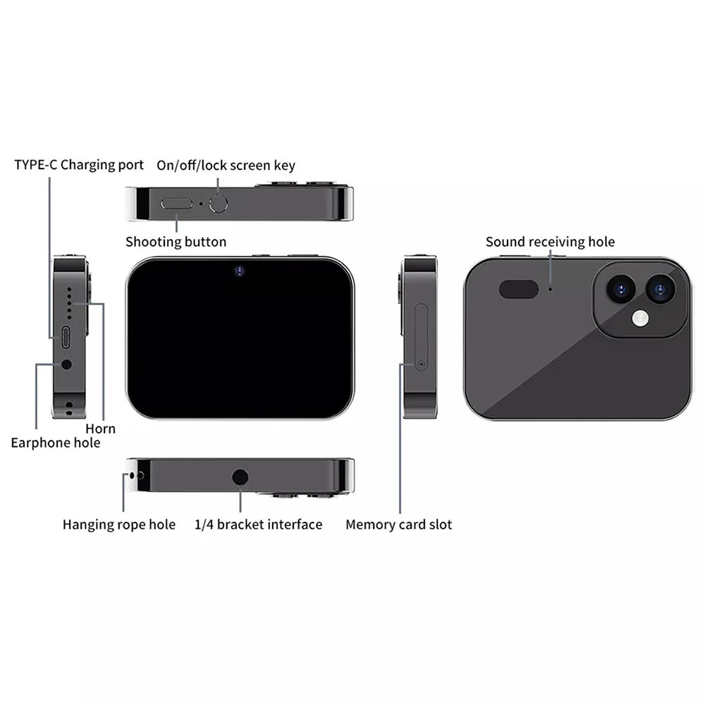 New 4K Digital Camera Night Vision Triple Lens 3Inch HD 64MP Touch Screen Entertainment Digital Camera OTG Transmission 3600mAh
