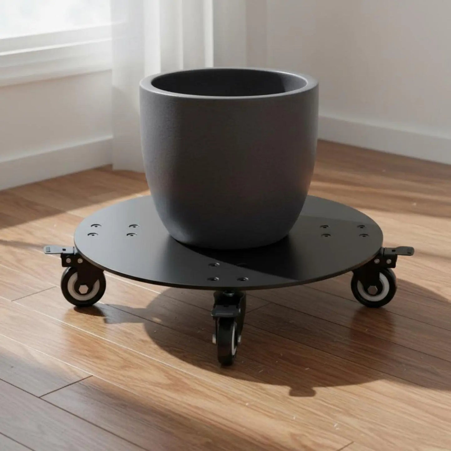 Versatile Heavy Duty Plant Holder Metal Rolling Planter Stand with Lockable Wheels for Home Garden
