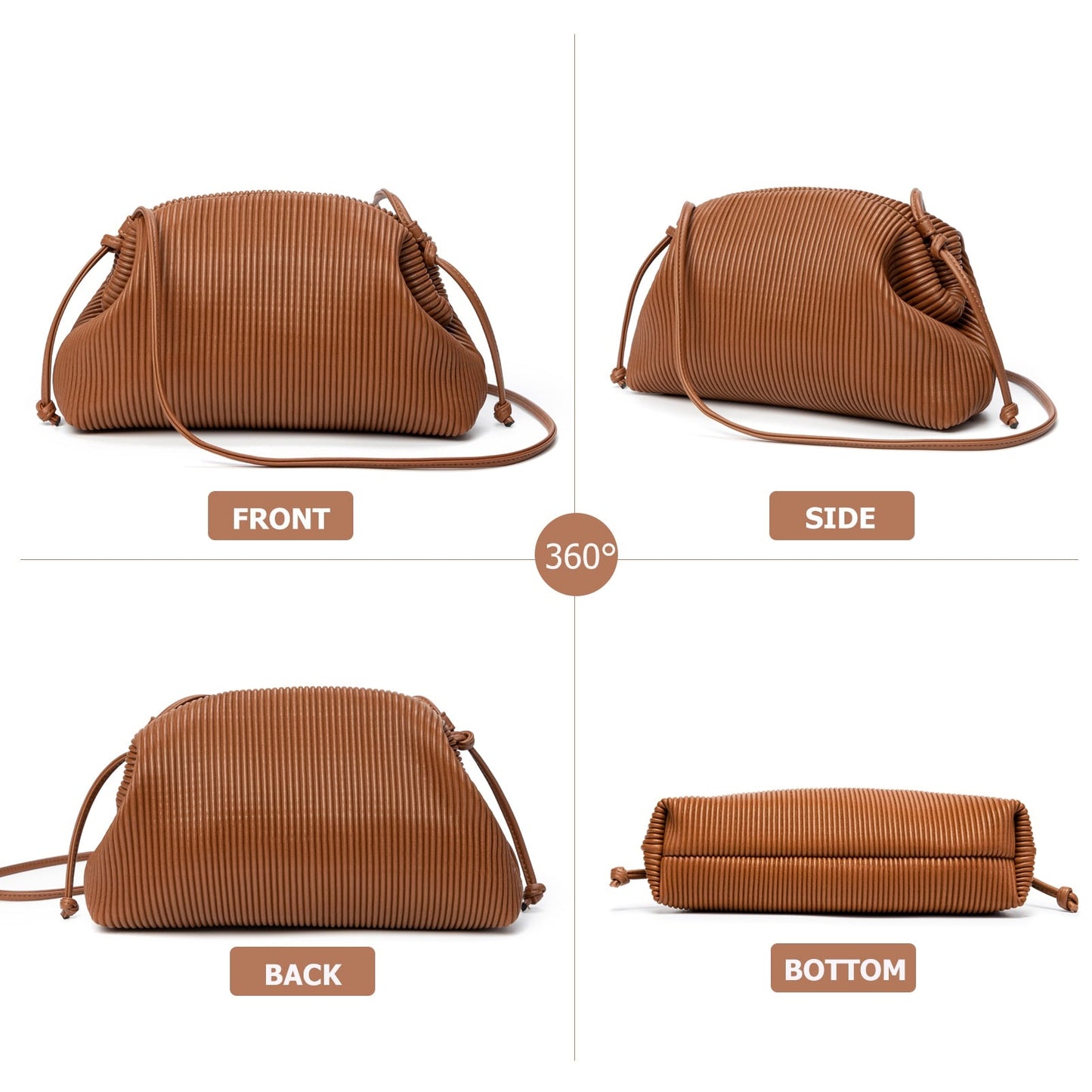 Clutch Crossbody Purse for Women Soft Cloud Bag Fashion Dumpling Shoulder Handbag Ruched Pouch Bag