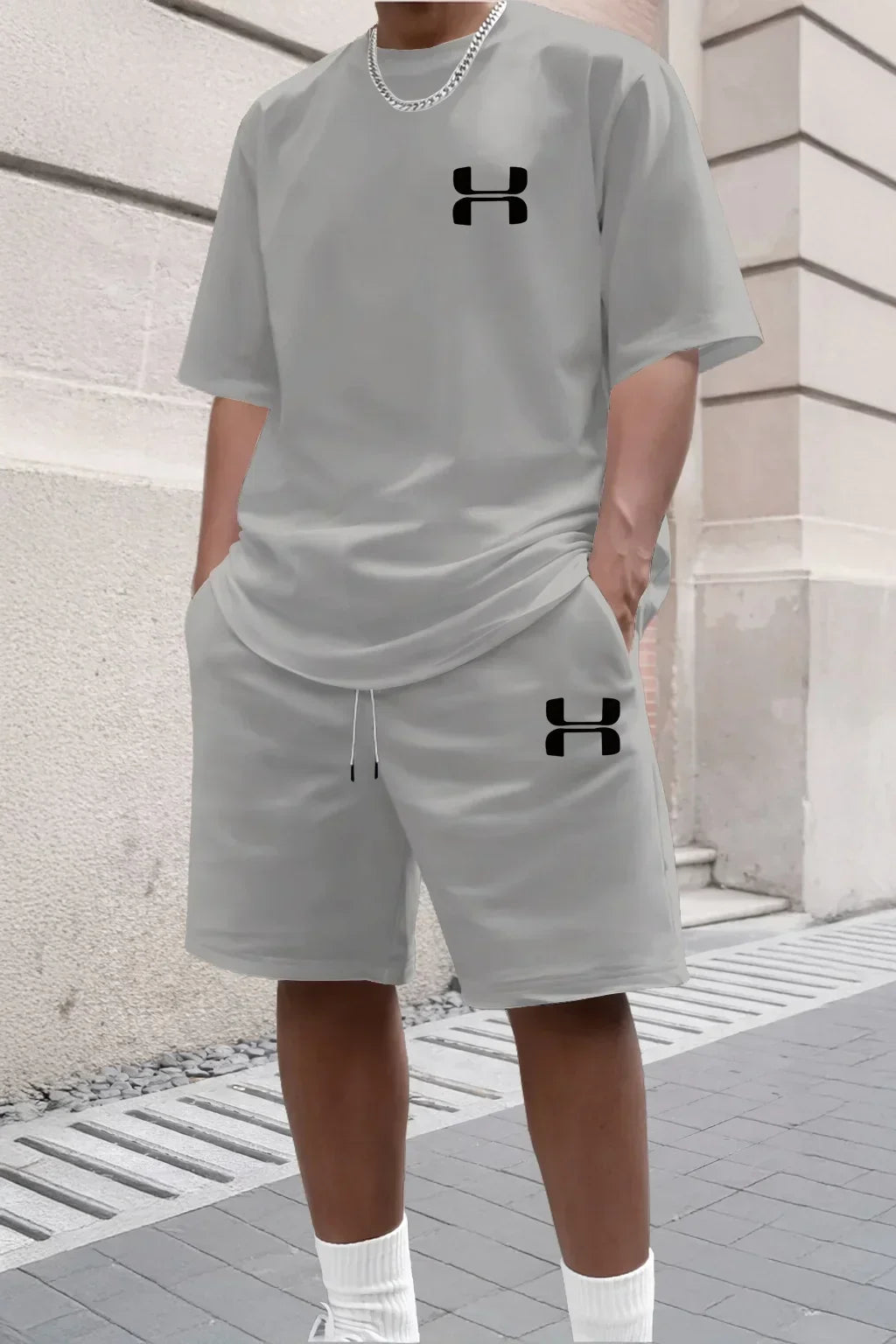 Men's Sporty Suit Set Short Sleeve T-shirt And Sports Shorts Two Piece Casual Suits Summer Breathable Outdoor Athletic Outfit