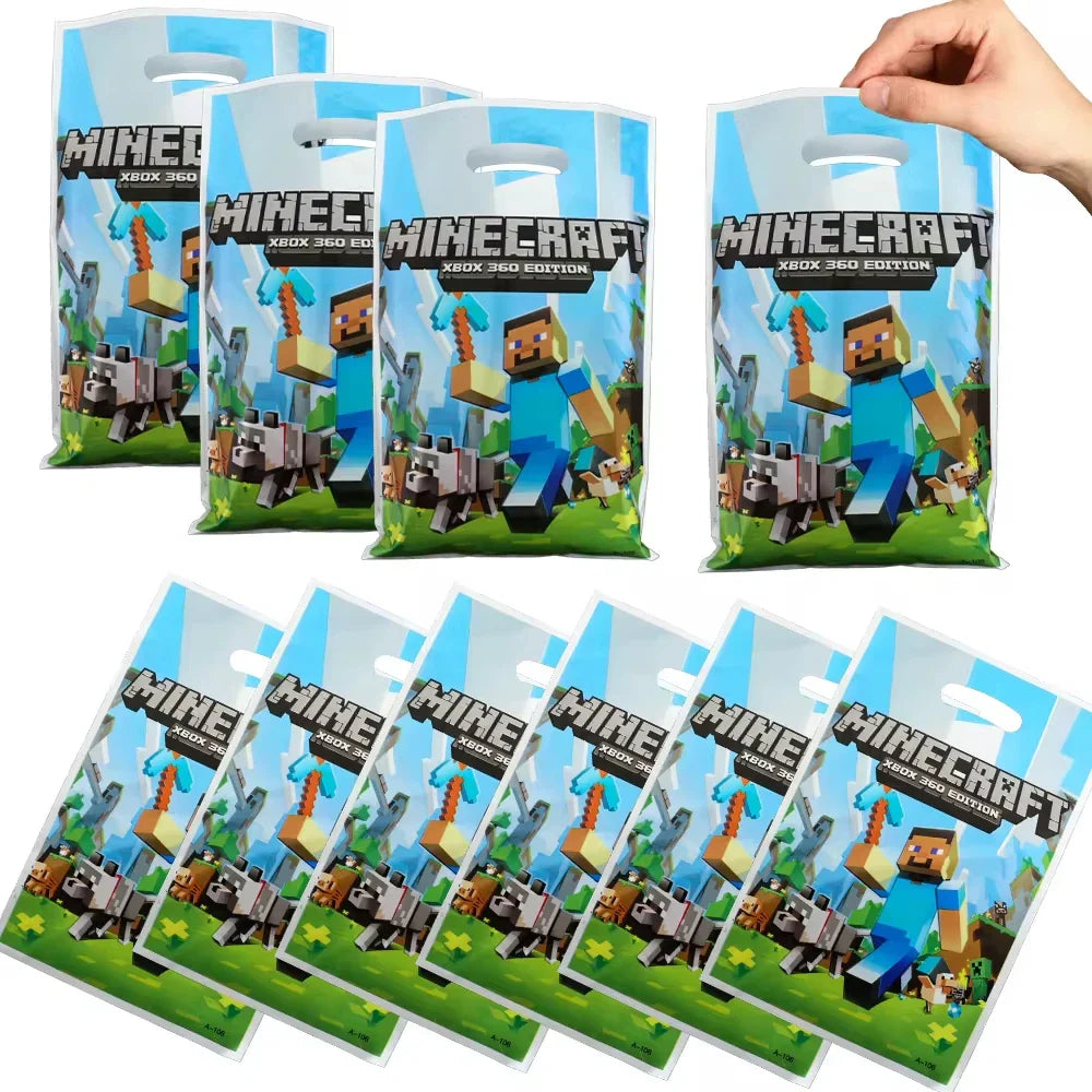 Miner Crafting Pixel Video Game Party Decor Disposable Tableware Cup Plate Tablecloth Balloon Baby Shower Kid Boy Party Supplies