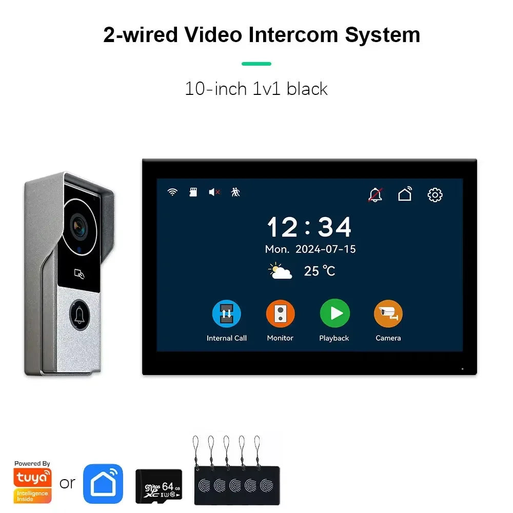 ANJIELO 2‑Wire Video Intercom Doorbell System 1080P Visiophone for Home Metal Door Phone,Support IP Camera,Tuya Smart Security V