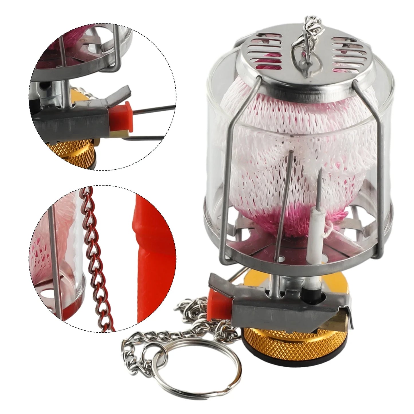 1 Set Gas Lamp Outdoor Camping Lantern Tent Lamp Hanging Glass Lamp Portable Adjustable Valve Gas Lantern For Camping Fishing