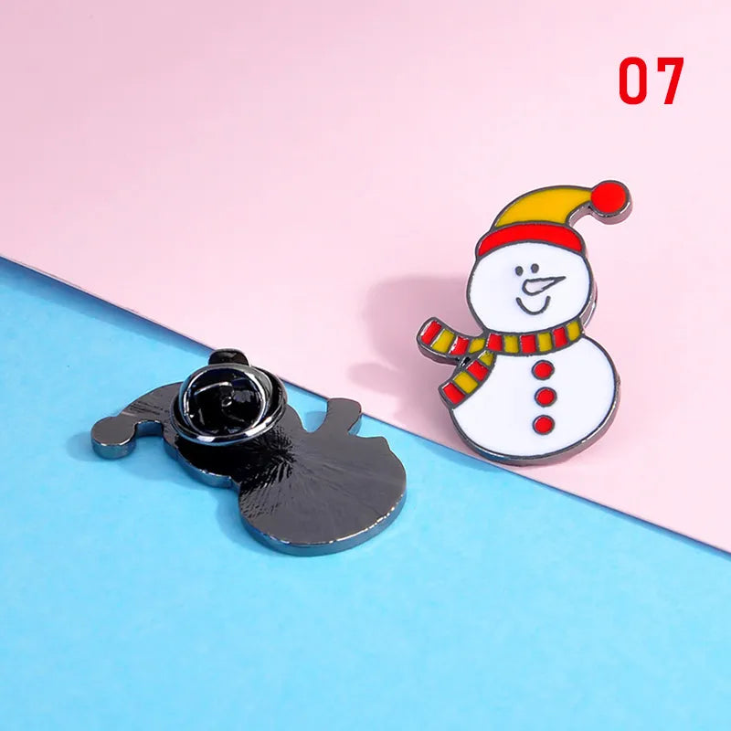 Xmas Enamel Brooch Snowman Santa Claus Tree Wreath Metal Pins Fashion Jewelry Gift For Women Merry Christmas Decor Gifts