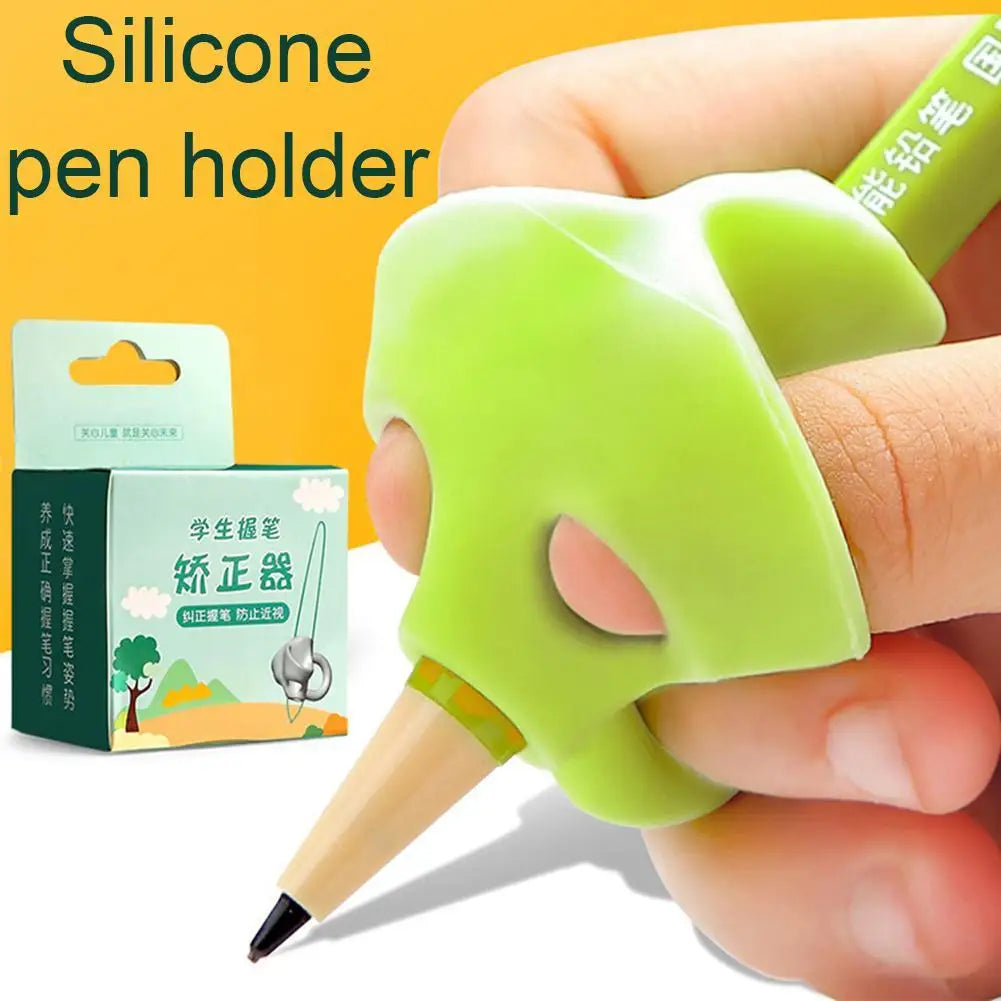 3 Finger Silicone Pencil Pen Holder Children Writing Learning Tool Stationery Aid Grip Posture Correction Device 1 Piece/ Set
