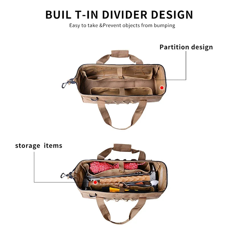 Camping Tool Storage Bag, Large-Capacity Tool Kit, Can Be Hung With a Climbing Buckle, High Toe Nail, Five Colors to Choose From