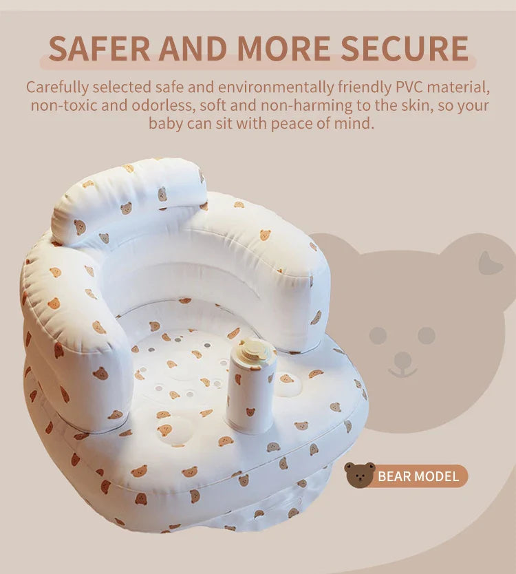 Infant Shining Baby Inflatable Sofa Children Puff Portable Bath Chairs PVC Multifunctional Seat Practice Sitting Bath Stool