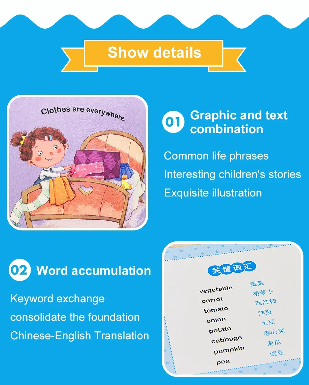 Kids 60 Pocket Books Set English Words Learning Book Enlightenment of Early Childhood Teaching Aids Bedtime Reading Montessori