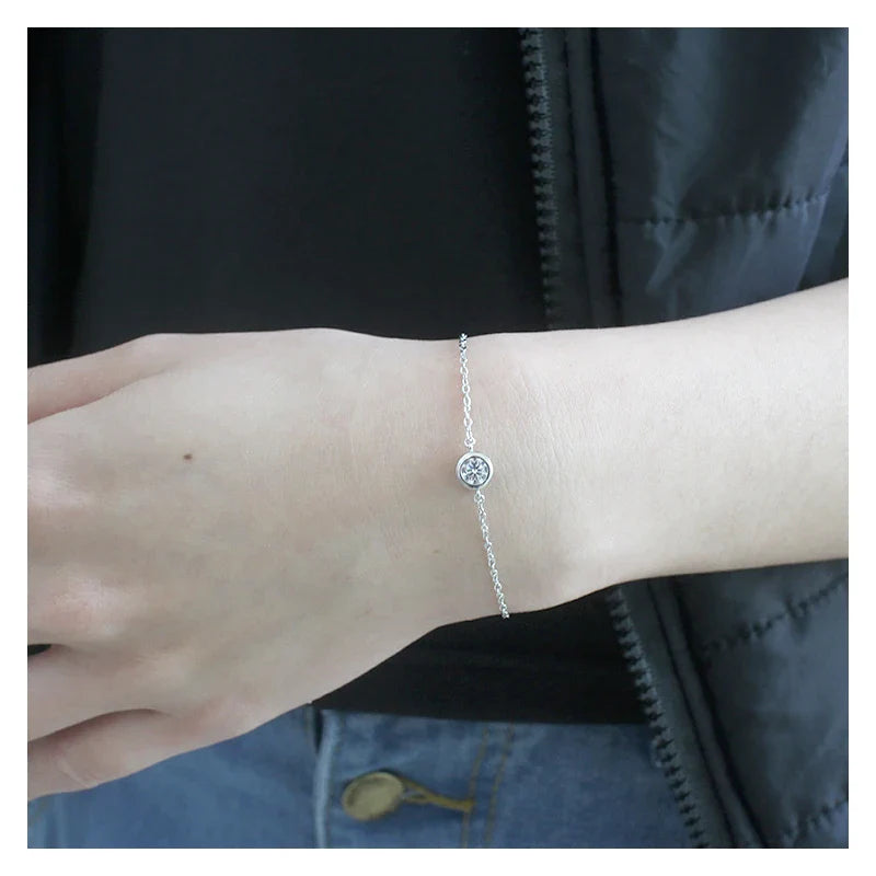 Trustdavis 100% 925 Solid Real Sterling Silver Fashion Women's Jewelry Round CZ Bracelet 15cm For Women Girl Lady Gift DA1227