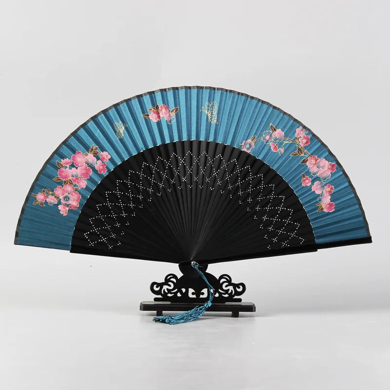 31 Styles Folding Fan Black Japeneses Ladies Silk Hand Fans High Quality Bamboo Crafts Wedding Dance Home Decor Ornament