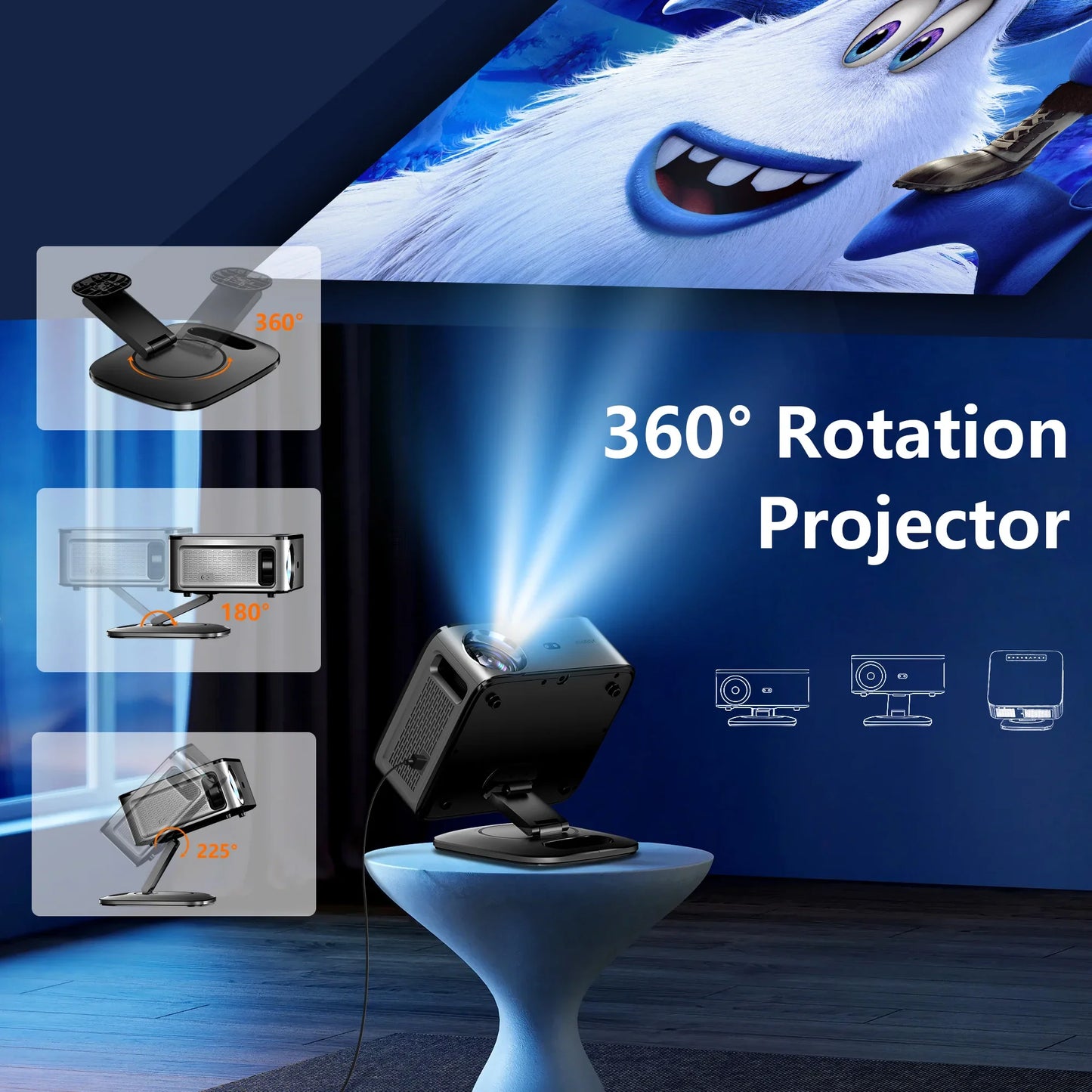 XIWBSY 35000Lumen Android 12 Projector Bluetooth5.2 AutoFocus Smart LED Projector 4K Portable 3D Home Theater Cinema IPTV Beamer