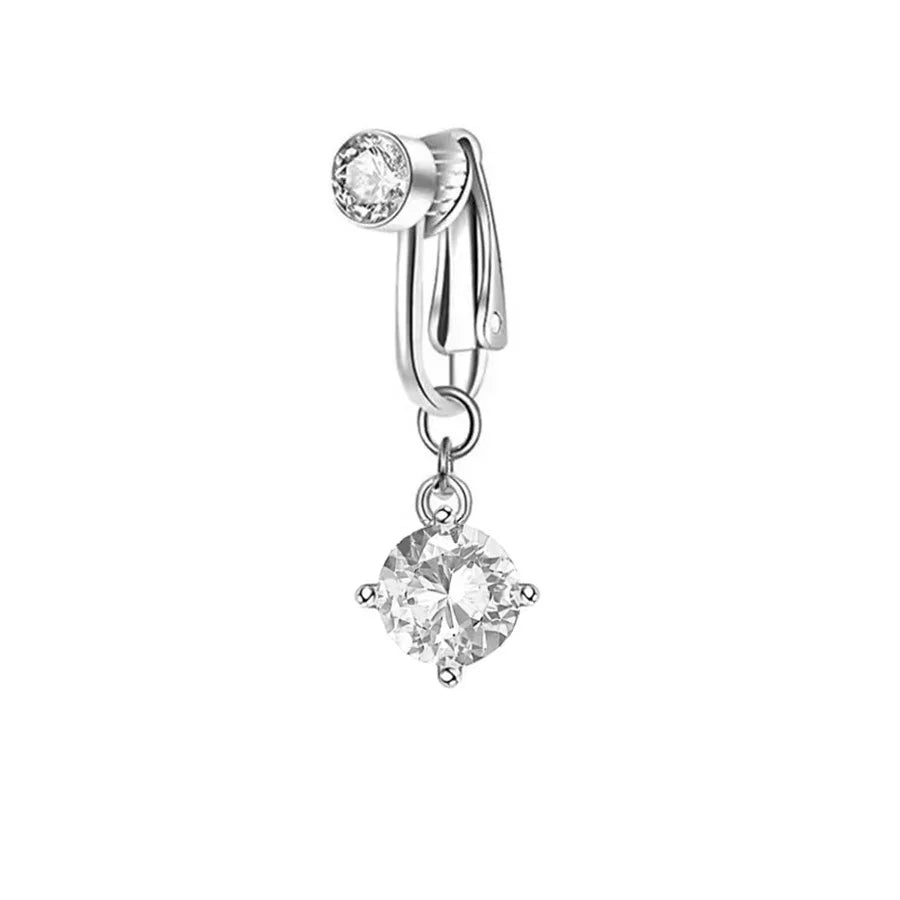 Clip On Belly Button Ring Butterfly Copper Zircon Pink Fake Belly Piercing Umbilical Navel Body Jewelry Trendy Fashion Style