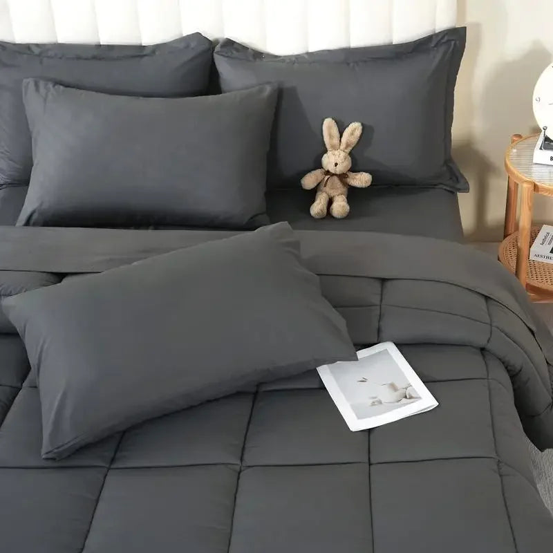 DOWNCOOL 7Pcs Comforter Sets, Multi-color Bedding Sets , All Season Down Alternative Bedding Comforter Sets