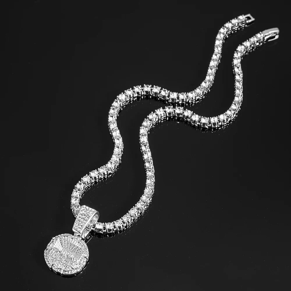 Delicate Shiny Last Supper Pendant Necklace Men's Jewelry Match Iced Out 4mm Tennis Chain Fashion Men Hip Hop Style Women Gift