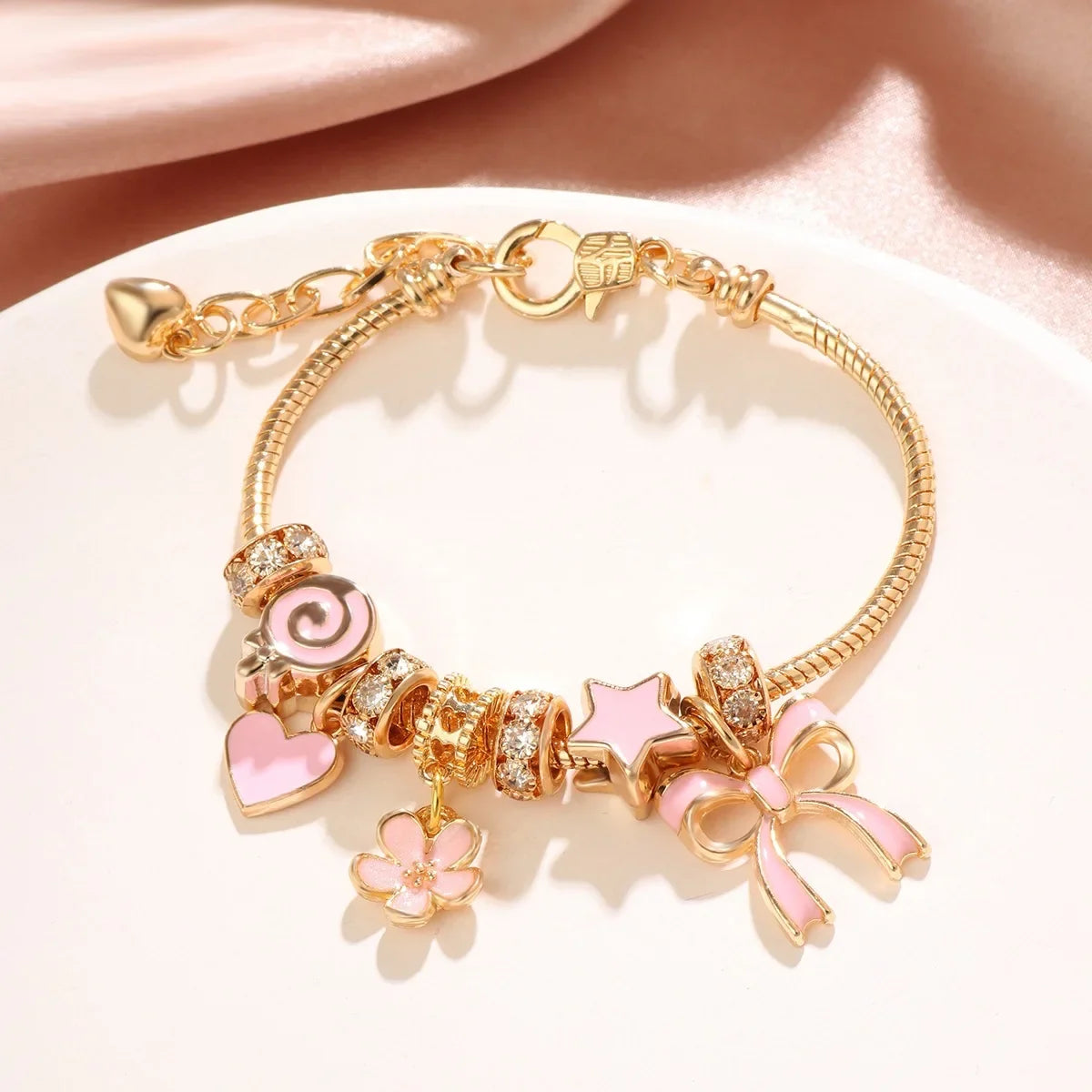 Adjustable Heart Shaped Bracelet Women Bow Heart Shaped Fashion