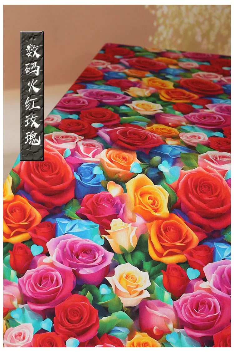 Digital Printed Rayon Fabric Summer By Meters for Women Dress Pajamas Cool Blankets Diy Sewing Soft Smooth Floral Textile Cloth