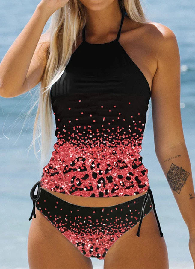 Summer New High Elastic Bikini Set Small Turtle Print Two Piece Set Lace Up Sexy Women's Beach Swimsuit S-6XL