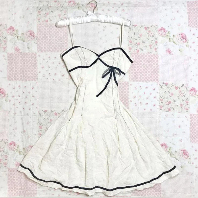 Gothic Harajuku Vintage Y2K Women's Dress Sexy Slim Chic Casual Lace-up Design Halter Neck Dresses Punk Rock Emo Girl Streetwear