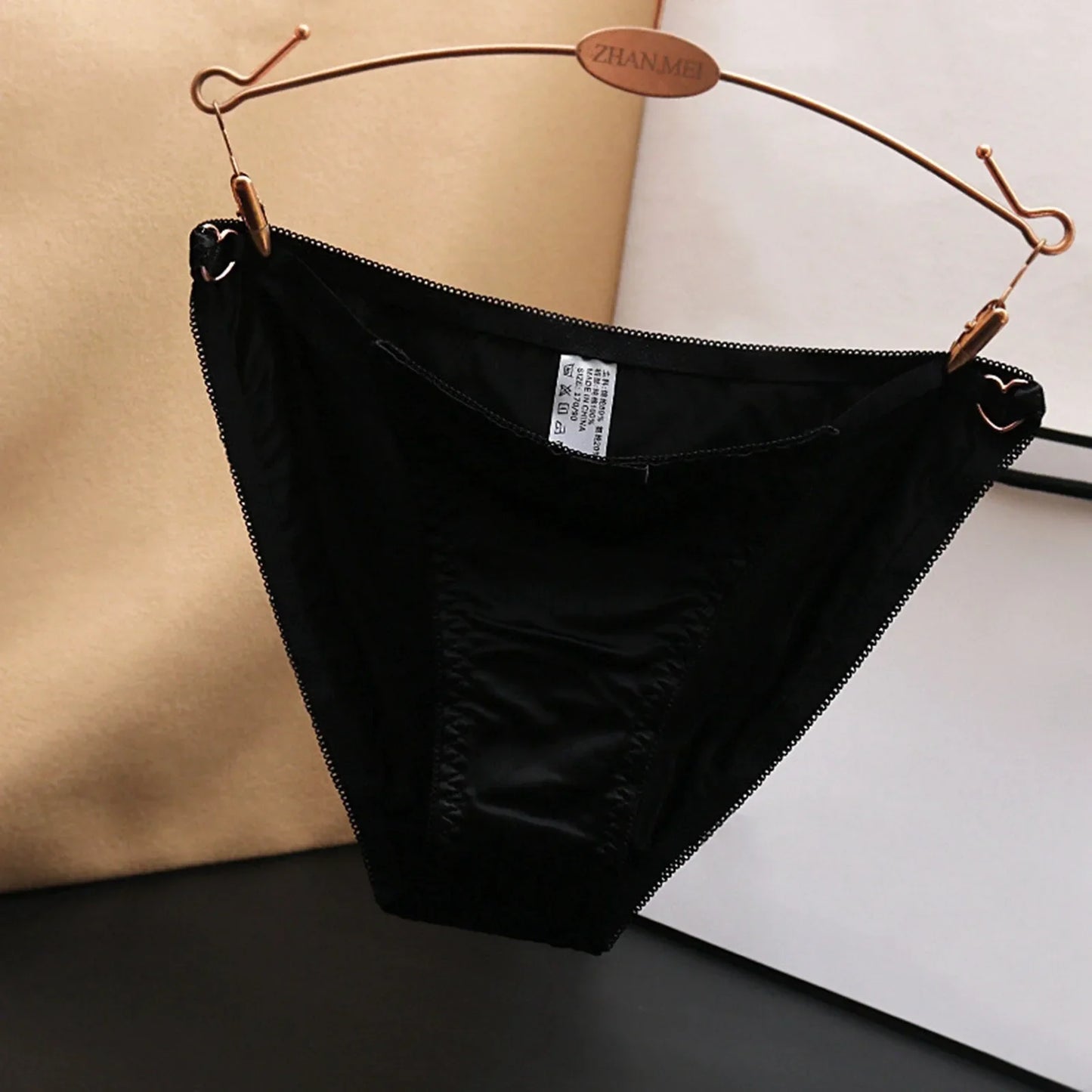 Comfortable Underwear Women French Bow Sexy Hollow Out Underpant For Women With Low Waist Seamless Satin Valentines Panties