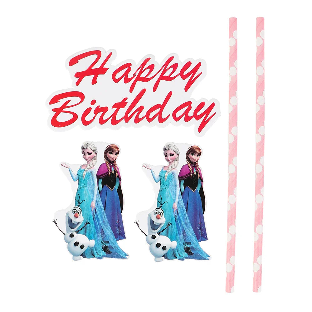 Frozen Anna Elsa Princess Birthday Party Decorations Balloon Disposable Tableware Party Supplies