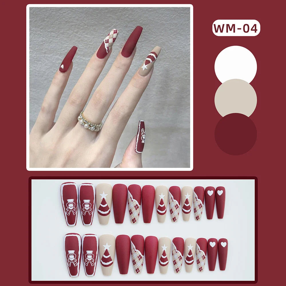 Christmas Pattern Press-on Nails Ultra-flexible Long Lasting Fake Nails for Nail Decoration Nail Art