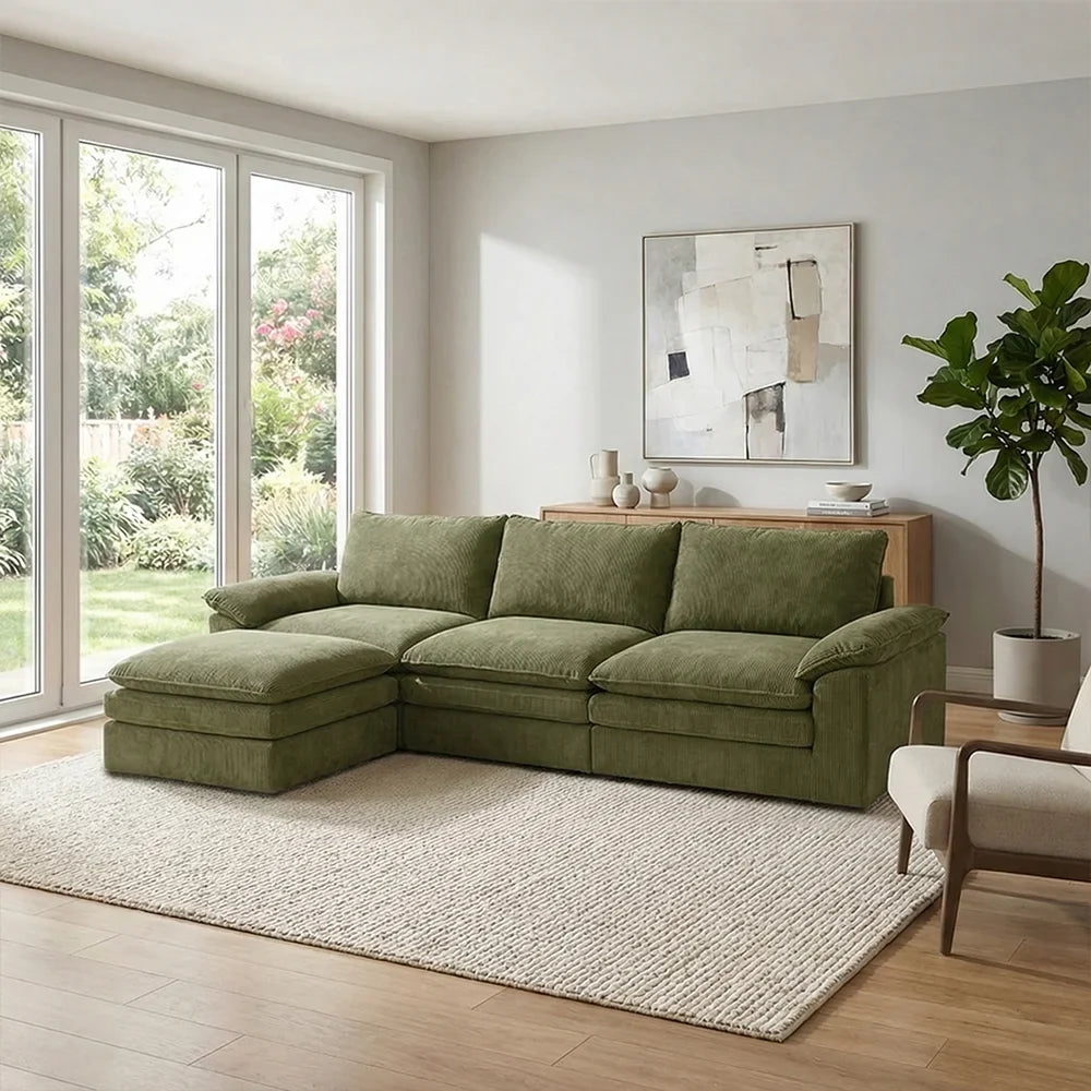 Modern Cloud Modular Sofa Set, Soft Thick Memory Foam, Frameless Couch with Pillows, Easy Assembly for Living Room Bedroom