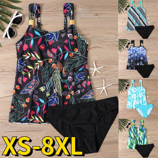 2023 New Summer Ladies Sexy Tankini Two Piece Swimsuit High Waist New Design Printing Beachwear Women's High Waist Swimsuit