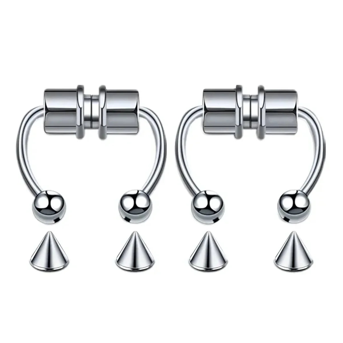 1/2/3/4/5pcs Fake Magnetic Stainless Steel Nose Rings, Non Piercing