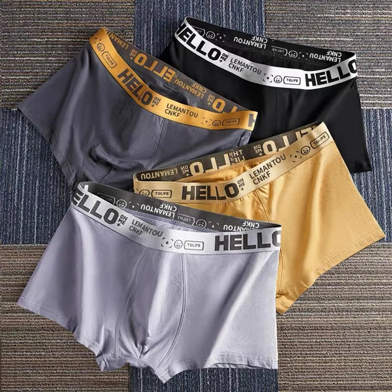 Men's Mid-Waist Thin Briefs Breathable Comfortable Large Size Sports Boxer Shorts Youth Flat Briefs Underwear Polyester Fiber