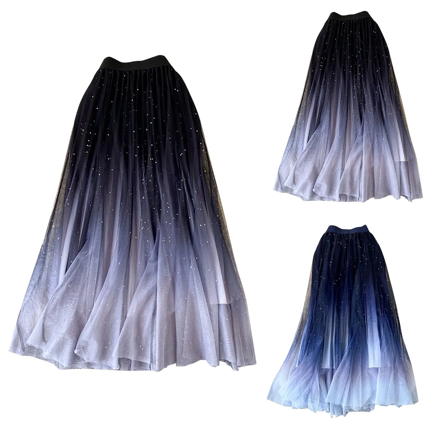 Skirts for Women Short Women's Fairy Tulle SKIRT Starry Sky Gradient Color Mesh Skirt High Waist A Line Pleated Skirt Plaid