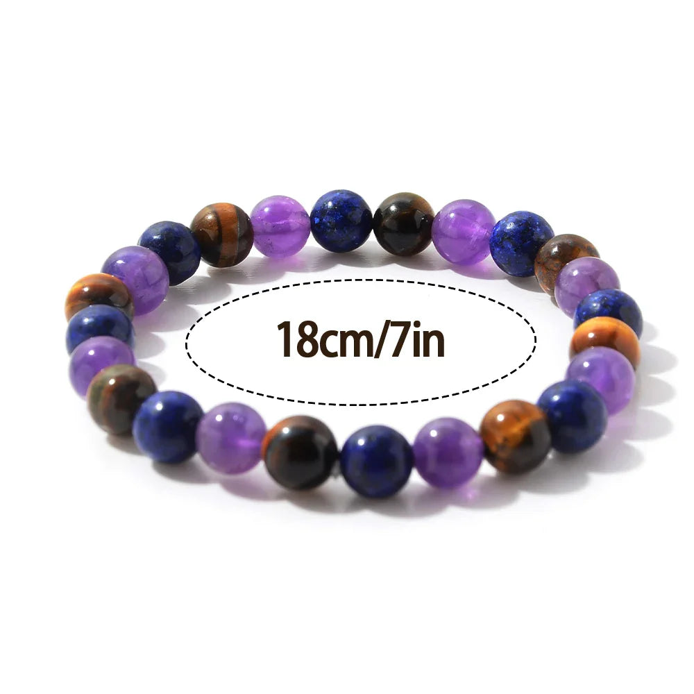 Women's bracelet With Wish Card,Amethyst Yellow tiger Lapis Lazuli bracelet natural stone bracelet, gift for mother, girlfriend