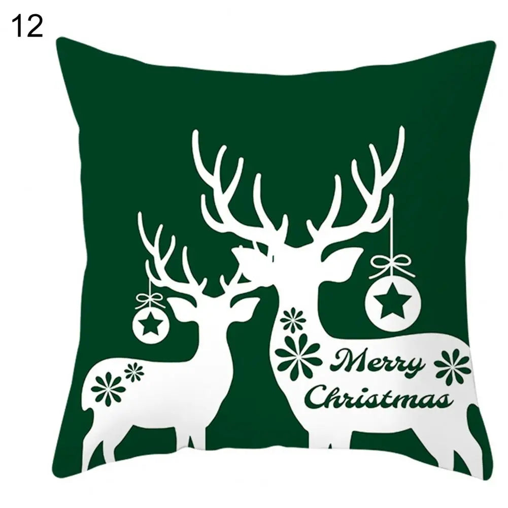 Useful Christmas Pillow Cover Smooth Christmas Pillowcase Breathable Christmas Sofa Chairs Pillow Cover  Skin-friendly